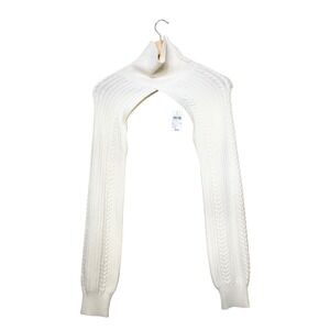Windsor Ivory Cable Knit Shrug Sweater Bolero Turtleneck Womens L NEW
